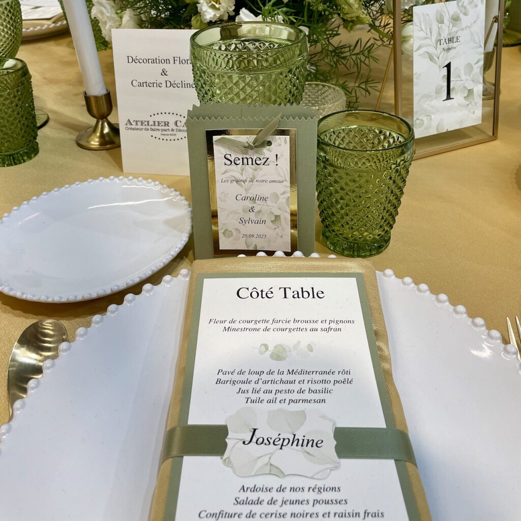 papèterie mariage vert