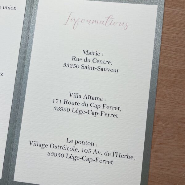 faire-part mariage carte informations
