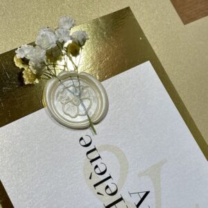 cachet de cire blanc nacré faire-part mariage chic