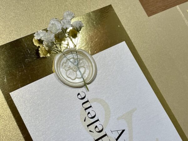 cachet de cire blanc nacré faire-part mariage chic
