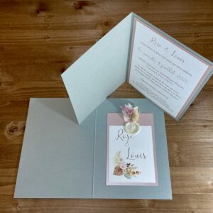 faire-part cachet de cire et fleurs séchées