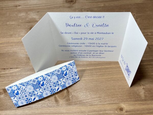 faire-part mariage motifs carreaux de ciment