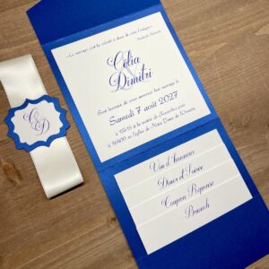 Faire-part mariage bleu royal