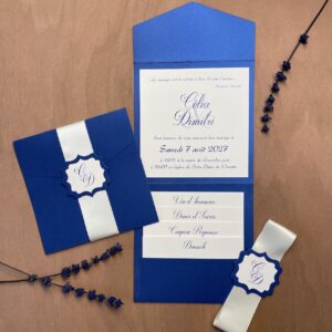 faire-part mariage bleu roi simone et sophie