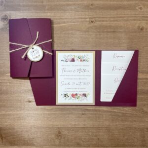 Faire-part mariage couleur bordeaux