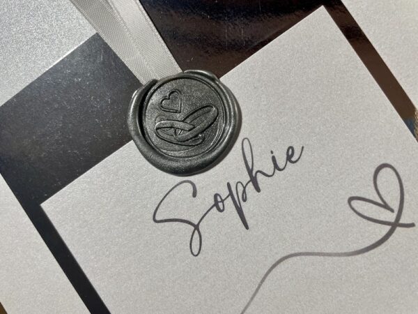 Faire-part mariage avec cachet de cire argent