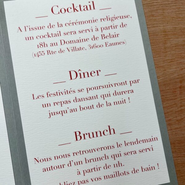 programme faire-part mariage chic