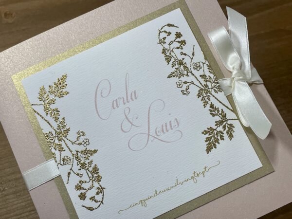 faire-part mariage relief or pailleté