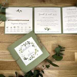 faire-part mariage trois fenêtres vert sauge