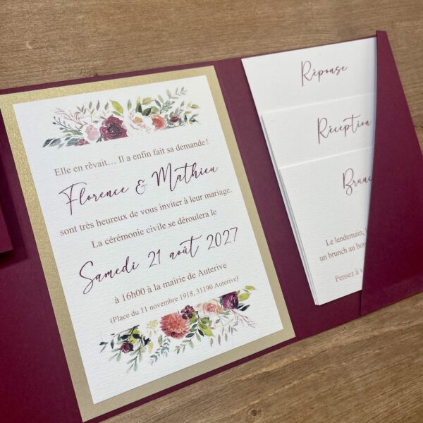Faire-part mariage pochette avec ficelle