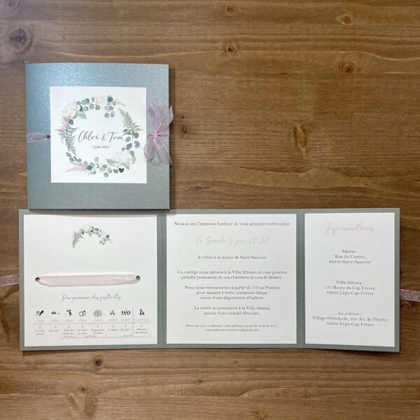 faire-part mariage vert eucalyptus