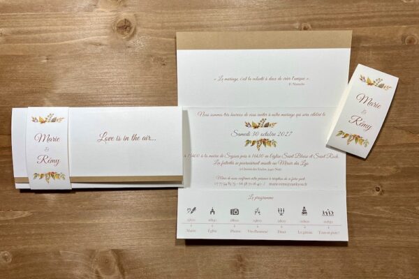 Faire-part de mariage thème automne