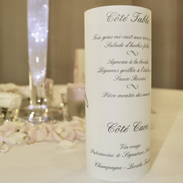 menu avec bougie