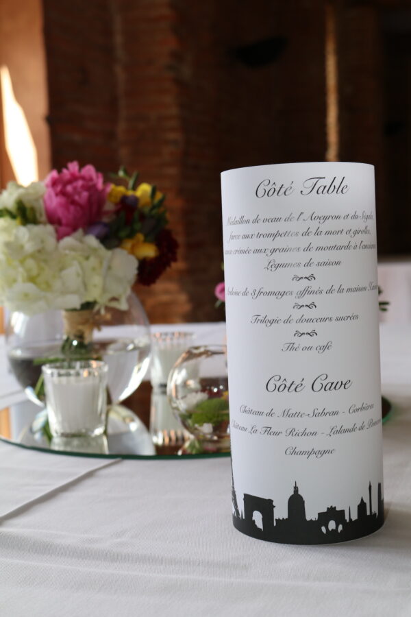 menu avec skyline capitale pays