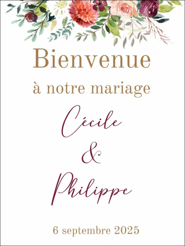 panneau de bienvenue motif fleurs