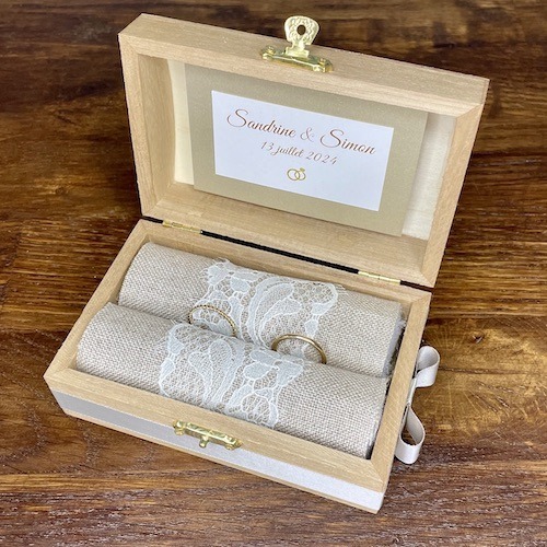 Boîtes alliances mariage création artisanale personnalisée