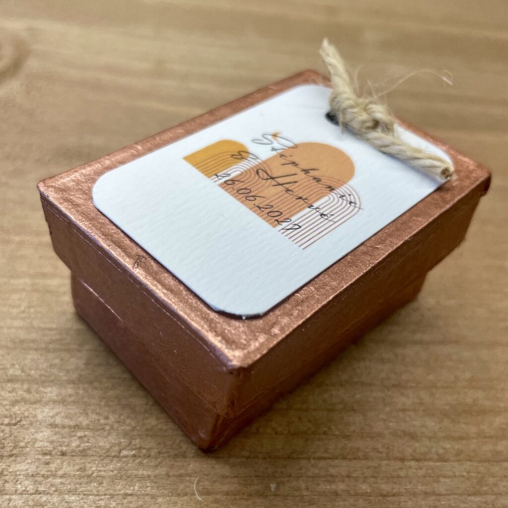 boite cadeau invit&eacute; terracotta ficelle boh&egrave;me chic