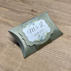 boite dragées mariage vert doré