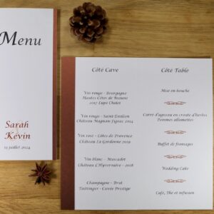 menu mariage sobre et élégant