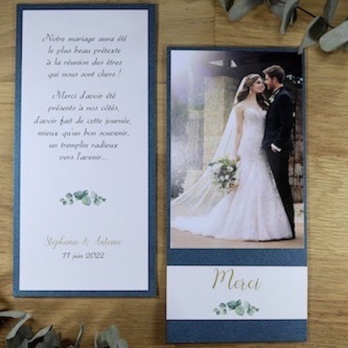 carte de remerciement mariage création artisanale personnalisée