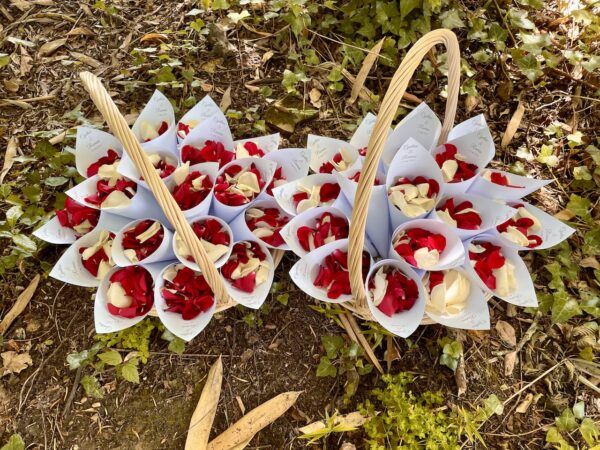 cornet pétale de rose mariage