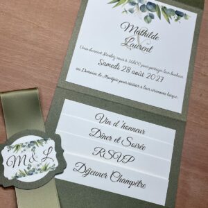 faire-part de mariage enveloppe avec pochette et cartons