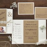 faire-part de mariage kraft, ficelle et dentelle