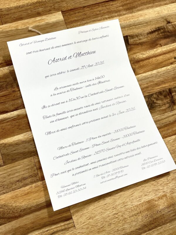 Faire-part mariage époque médiévale