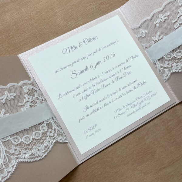 Magnifique faire-part de mariage chic