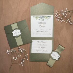 faire-part mariage kaki simone et sophie
