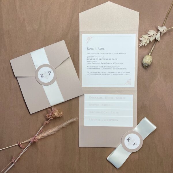 faire-part mariage couleur nude simone et sophie
