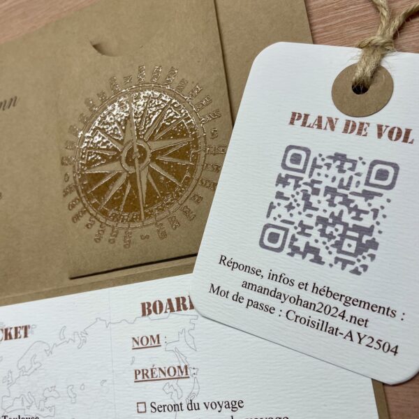 Faire-part marine ticket avec qrcode