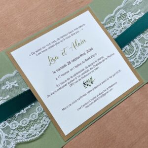 faire-part de mariage romantique avec de la dentelle