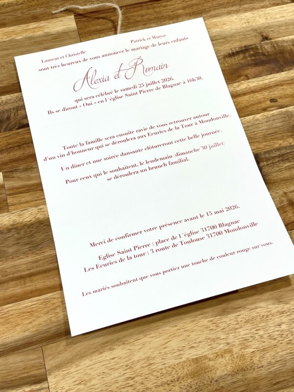 Faire-part de mariage trois volets