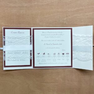 faire-part mariage dentelle et rubans