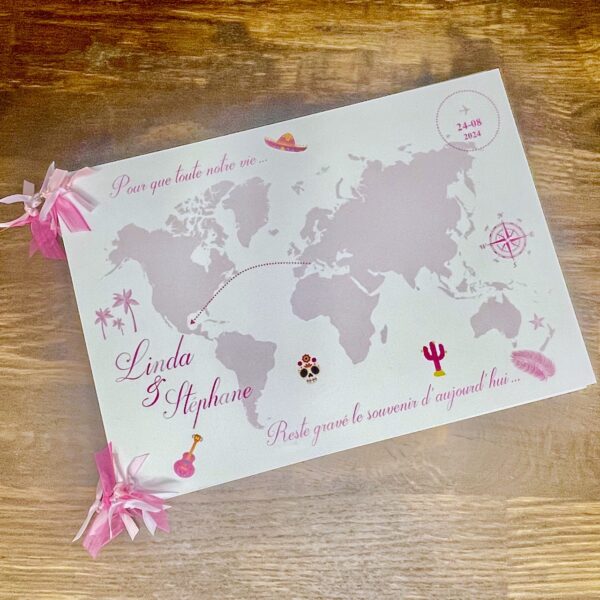 Livre d'or Mappemonde Rose