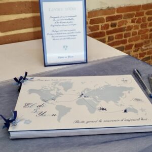 Livre d'or mariage thème tour du monde