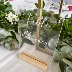 nom de table support Plexiglas