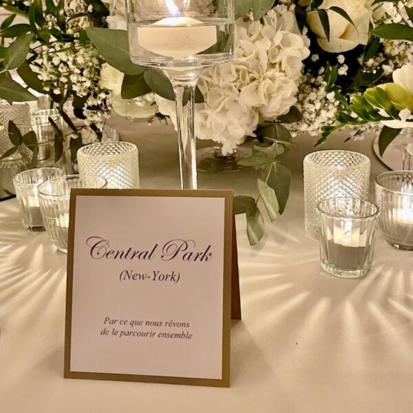 nom de table mariage raffiné