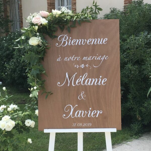 panneau de bienvenue en bois naturel pour mariage