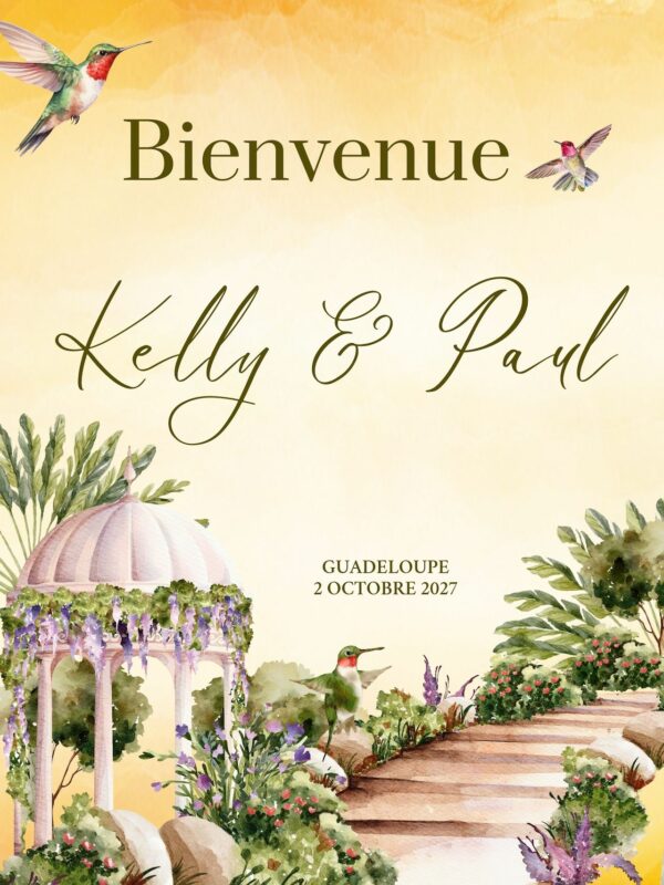 Panneau de bienvenue mariage exotique