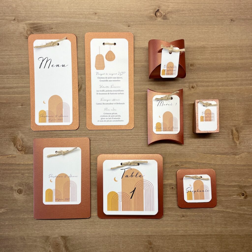 papeterie-mariage-boheme-chic papeterie mariage bohème chic aux couleur terracotta et beige