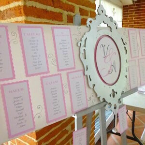 plan de table rose et gris