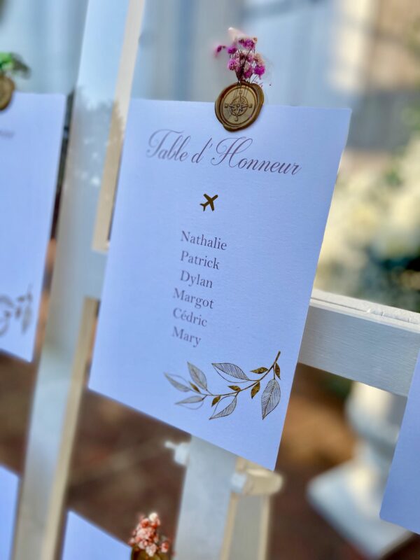 carte de plan de table mariage