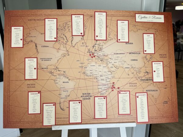 plan de table mariage thème voyage