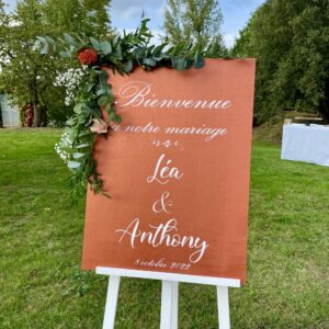 panneau de bienvenue mariage terracotta