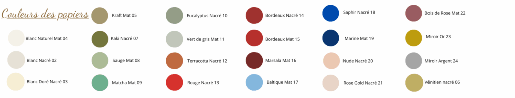 nuancier couleurs papier