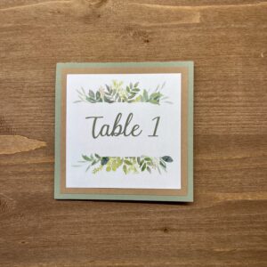 numéro de table mariage vert sauge