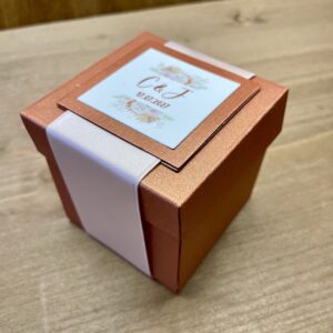 Boîte cube cadeau invité mariage terracotta