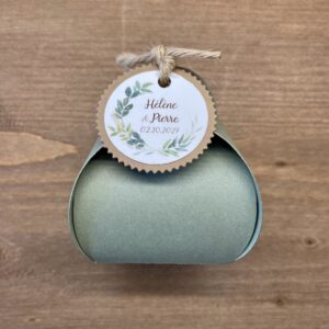 boite dragées mariage vert sauge